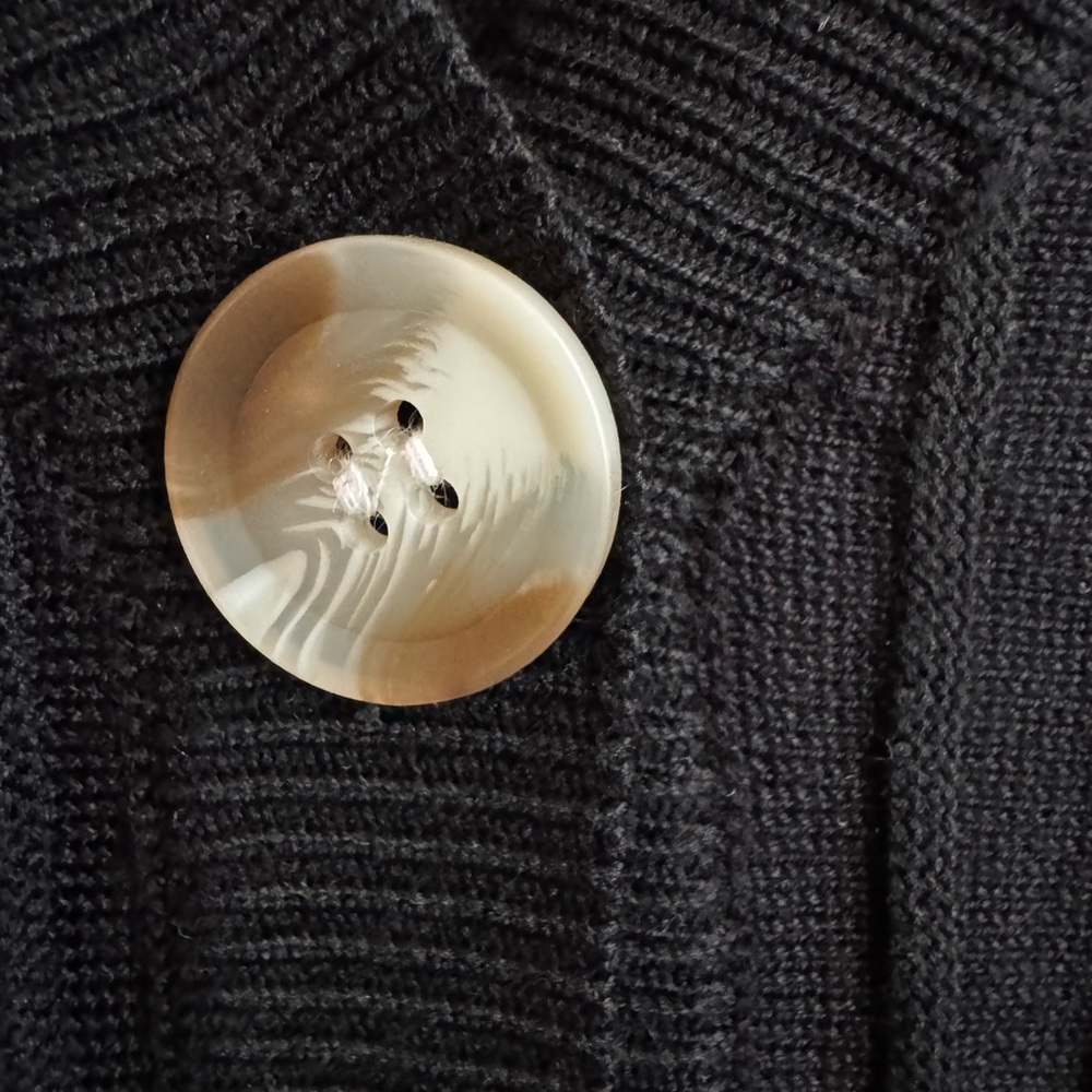 Black Ribbed Cardigan Sweater - Picture 3 of 5